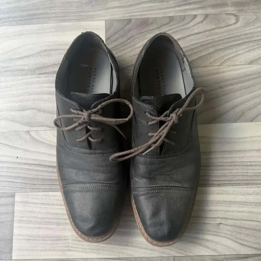 Perry Ellis Portfolio Clarkson Oxford Dress Shoes Grey Size 9